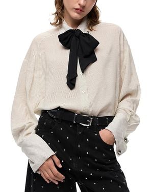 Pinko Colchico Scarf Neck Long Sleeve Blouse - Natural