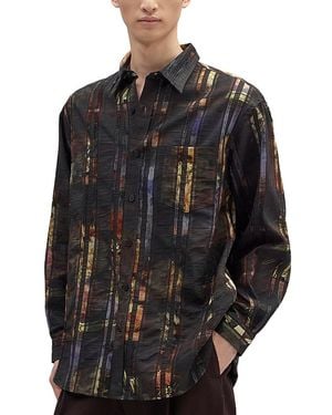NN07 Skyler Printed Button Front Shirt - Gray