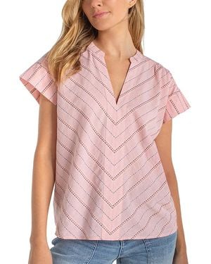 Liverpool Los Angeles Plus Short Sleeve Popover Woven Top - Red