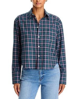 CISSA Cropped Cotton Shirt - Blue
