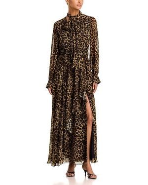 Toccin Jane Tie Neck Printed Dress - Brown