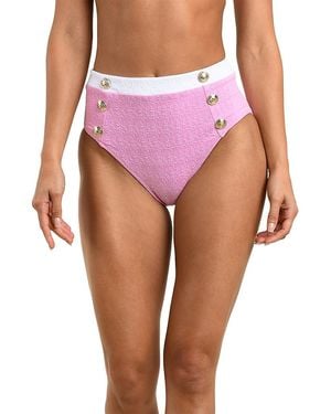 L'Agence Vanessa Color Blocked Bikini Bottoms - Pink
