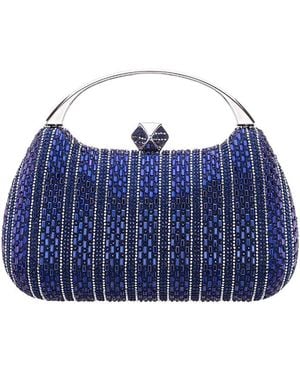 Aqua Crystal Minaudiere Clutch - Blue