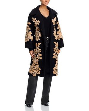 FARM Rio Bold Flowers Fleece Coat - Black