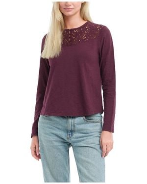 Wilt Clothing Lace Yoke Henley Tee - Purple