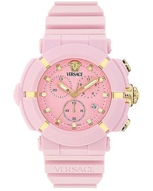 Versace Real Active Chronograph Watch, 45Mm - Pink