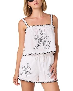 Astr Sadie Embroidered Top - White