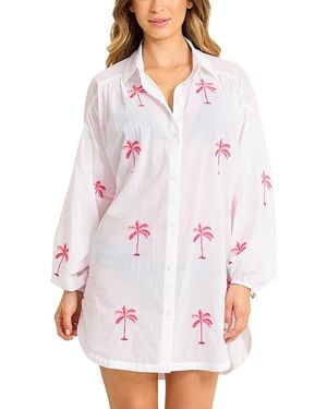 Tommy Bahama Catalina Coast Palm Boyfriend Shirt Swim Cover-Up - White