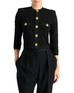 Balmain Cropped Knit Cardigan - Black