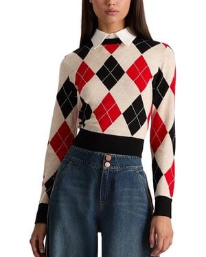 Alice + Olivia Carolann Collared Argyle Sweater