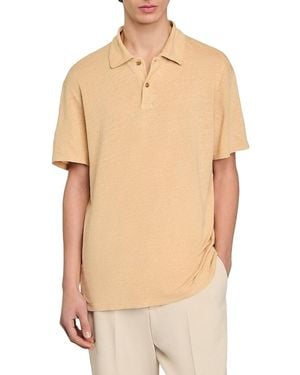 Sandro Beach Linen Polo Shirt - Natural