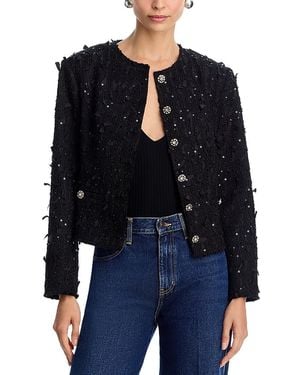 Aqua Ribbon Sequinned Tweed Jacket - Black