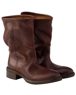 Prada Vintage-Effect Leather Boots - Brown