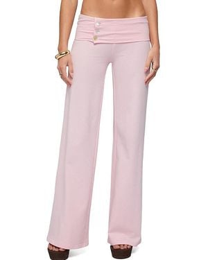 Edikted Poppy Foldover Wide Leg Pants - Pink