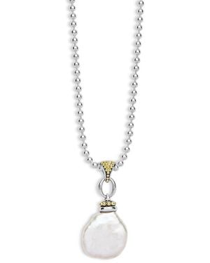 Lagos 18K & Sterling Signature Caviar Cultured Freshwater Pearl Pendant Necklace, 16-18 - White