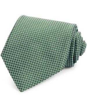 David Donahue Silk Classic Geometric Pattern Tie - Green