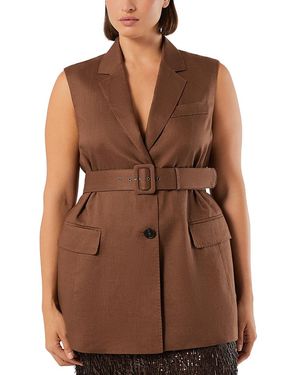 Marina Rinaldi Mrnorli Sleeveless Blazer - Brown