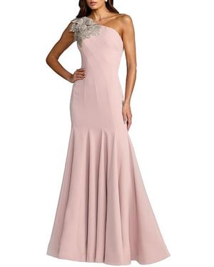 Mac Duggal Petite Crepe One Shoulder Gown With Flower Detail - Pink