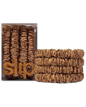 Slip Pure Silk Back To Basics Skinny Scrunchies, Set Of 4 - Brown