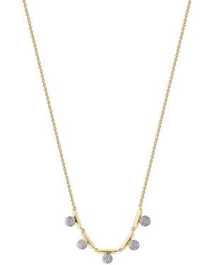 Phillips House 14K & Rhodium Diamond Knife Edge 5 Station Offset Mini Infinity Necklace, 16-18 - Metallic