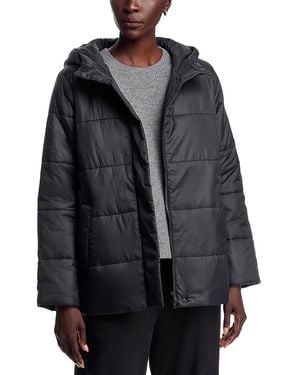 Eileen Fisher Hooded Puffer Coat - Black