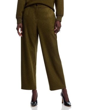 Lafayette 148 New York Wool-Cashmere Stretch Downing Barrel Leg Ankle Pants - Green