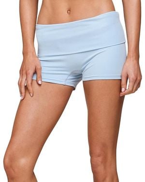 Edikted Soraia Foldover Biker Shorts - Blue