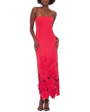 LEO LIN Rayna Strapless Applique Dress - Red