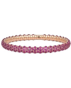 Zydo 18K Rose Intense Sapphire Slim Dome Stretch Bracelet, 9.65 Tcw - Pink