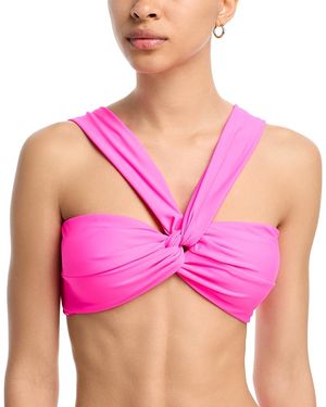MILLY Olivia Draped Bandeau Bikini Top - Pink