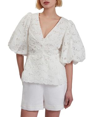 Ted Baker Ellari Tie Front Balloon Sleeve Top - Gray