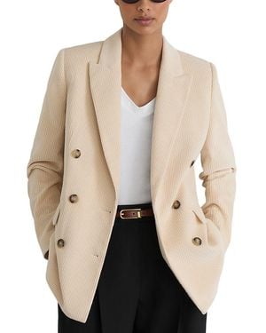 Reiss Petite Sadie Cotton Corduroy Double Breasted Blazer - Natural