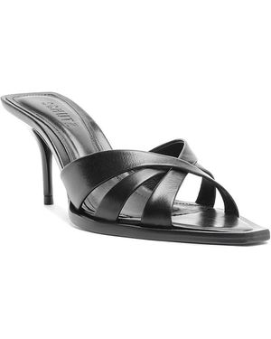 SCHUTZ SHOES Keefa Leather Leaf Mules - Gray