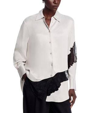 BOSS Belacey Lace Detail Button Up Shirt - White