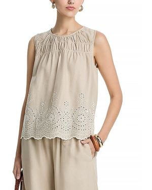 SINGLE THREAD Embroidered Hem Tank - White