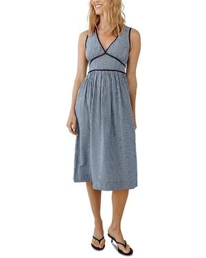 Bella Dahl Fit & Flare V Neck Midi Dress - Blue