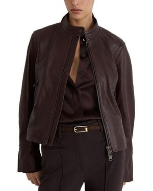 Reiss Petite Erin Leather Jacket - Brown
