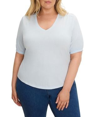 NIC+ZOE Elbow Sleeve V Neck Top - Gray