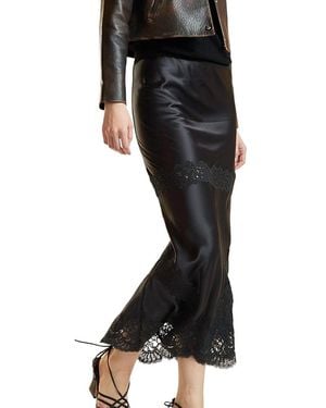 Cynthia Rowley Satin Lace Skirt - Black