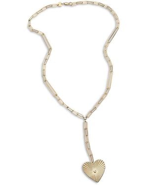 Jennifer Zeuner Sheldon Diamond Heart Lariat Necklace - White