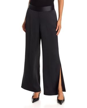 Tahari Rylee Satin Split Hem Pants - Black