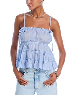 Aqua Gathered Tank Top - Blue