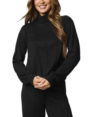 Splendid Cable Lounge Turtleneck Top - Black