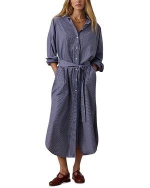 Faherty Coastal Poplin Rio Shirtdress - Blue