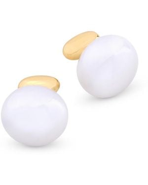 Aqua Bar & Imitation Pearl Earrings - White