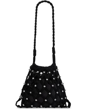 Sandro Soane Studded Net Mesh Bucket Bag - Black
