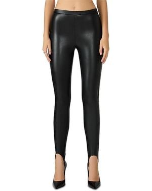 Steve Madden Sandrine Faux Leather Stirrup Pants - Black