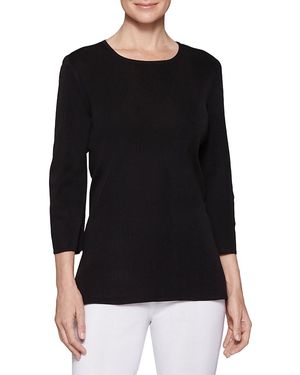 Misook Round Neck Tunic - Black