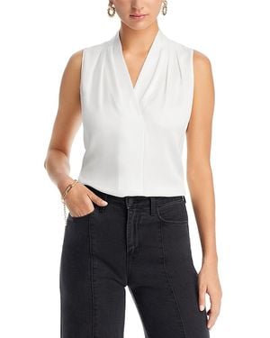 Kobi Halperin Mila Sleeveless V Neck Pleated Silk Blouse - White