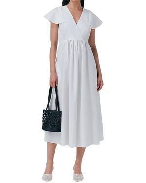 Ghost Eloise V-Neck Cotton Midi Dress - Gray